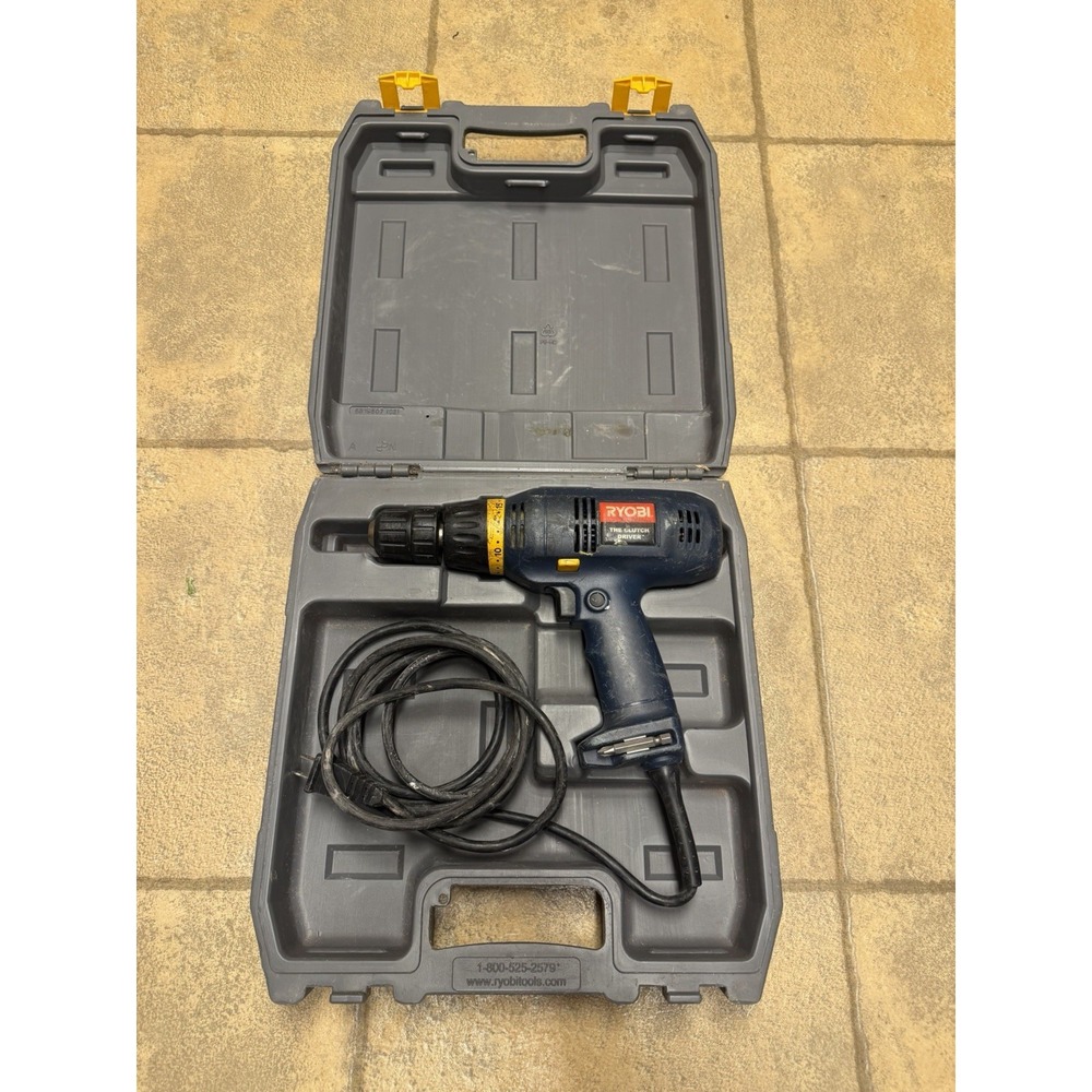 Ryobi The Clutch Driver Corded Drill Driver w Hard Case Works No Reverse